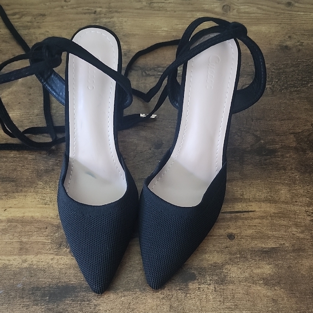 Chic Black Lace-Up Heels for Women